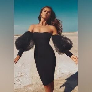 ✨NWT Obscur International Black Party Dress Midi Dress Bubble Dress Small